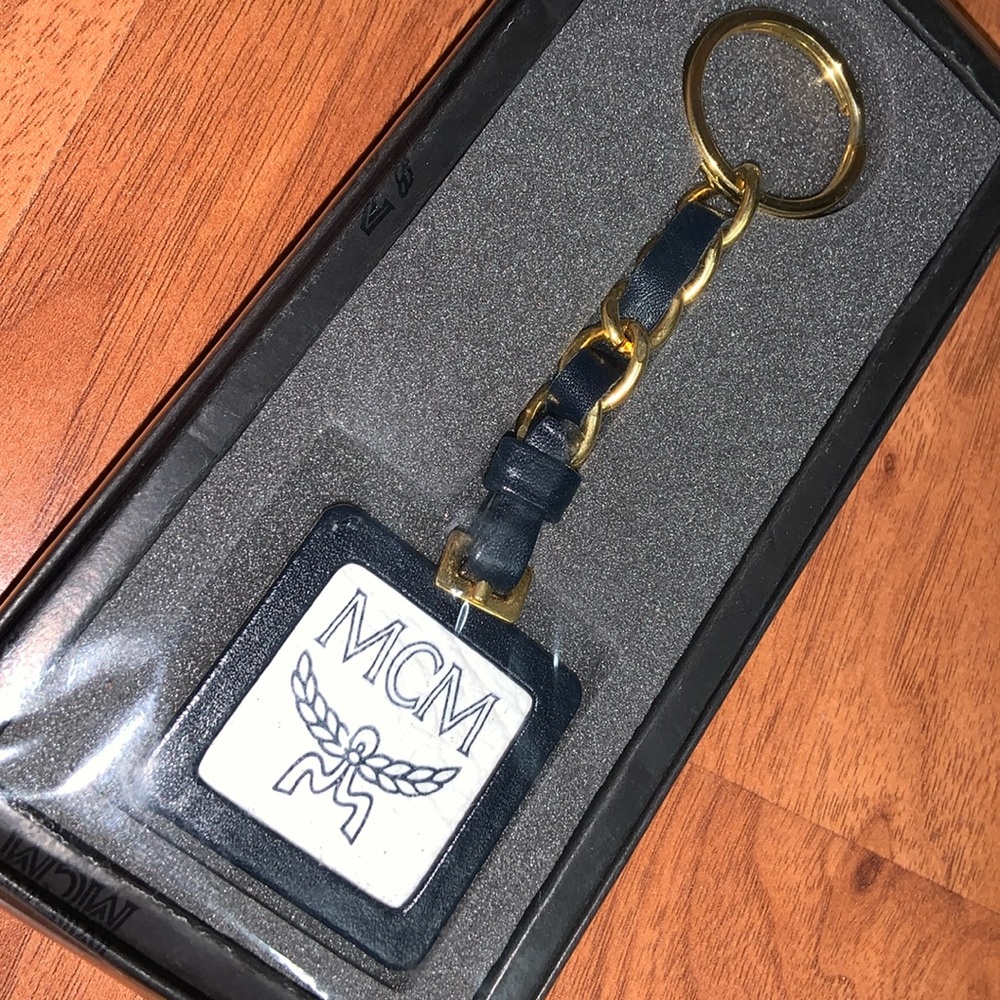 Brand New in Box MCM Leather Piece Keychain